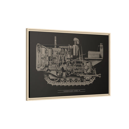 Vintage Caterpillar D2 Cutaway Drawing | Framed Wall Art on Stretched Canvas
