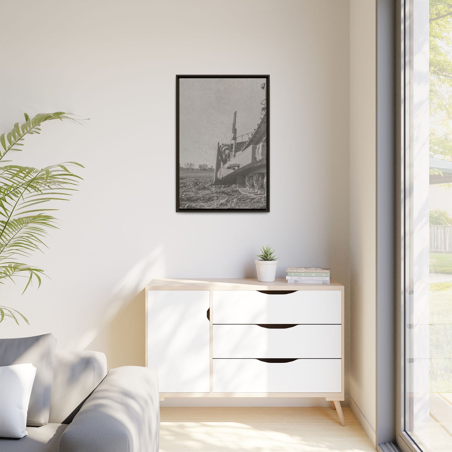 Epic D8 Dozer Triptych | Light Gray | Left Panel | Jondo | Matte Canvas Print (Framed)