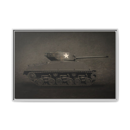 Vintage WWII  Sherman Tank, Single Star, Photo Wall Art on Framed Canvas