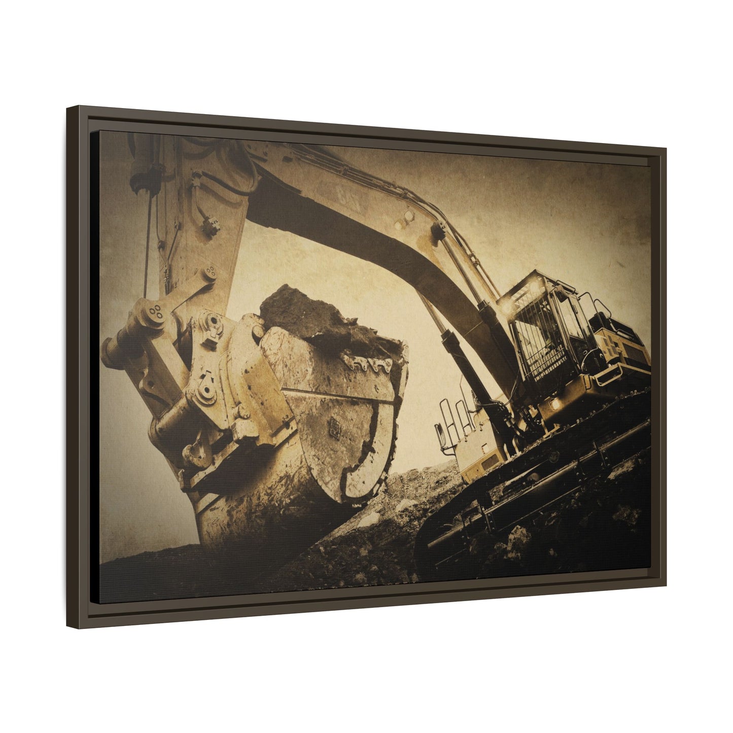 Reaching for Rocks Excavator  | Photo Art on Framed Canvas