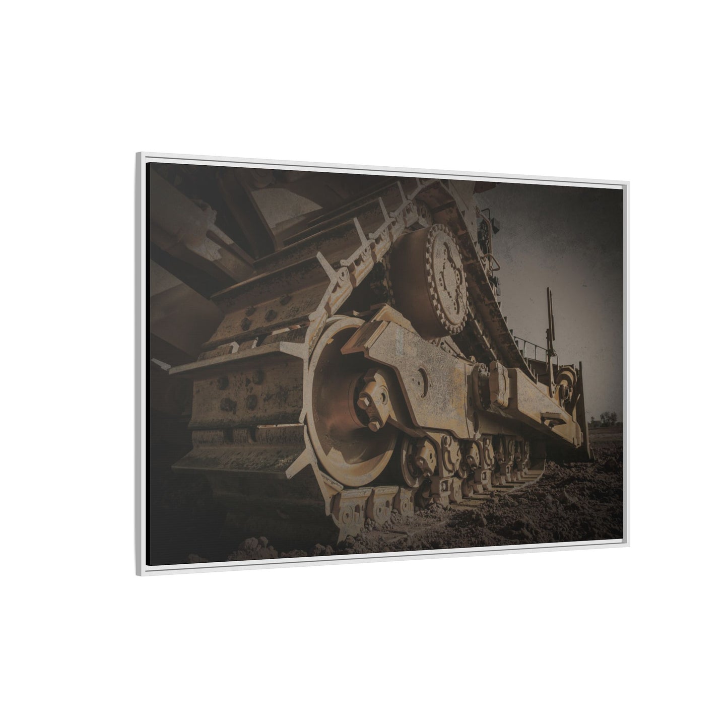 D8 Dramatic Dozer Track | Dark Gray |  Framed Wall art on Stretched Canvas
