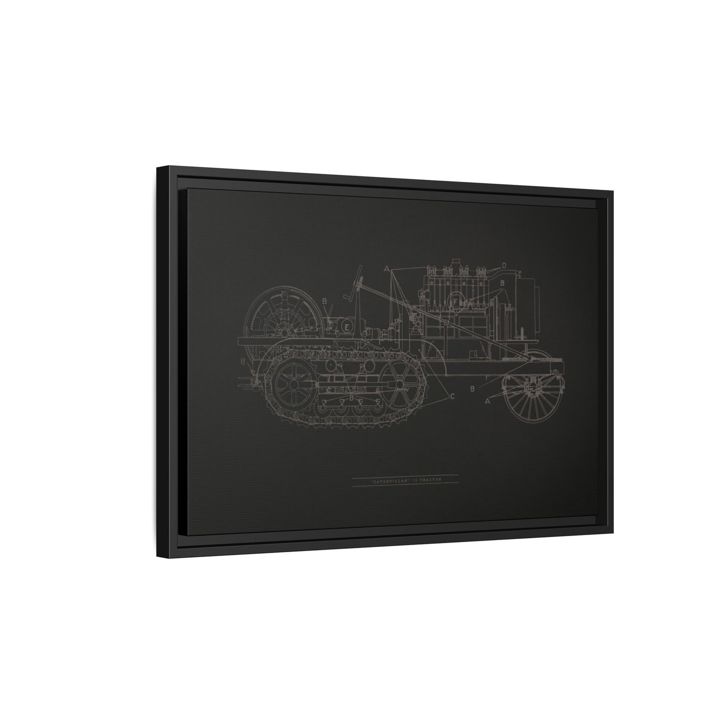 Vintage HOLT Tractor Patent Drawing Industrial Artwork | Framed Wall Art on Stretched Canvas
