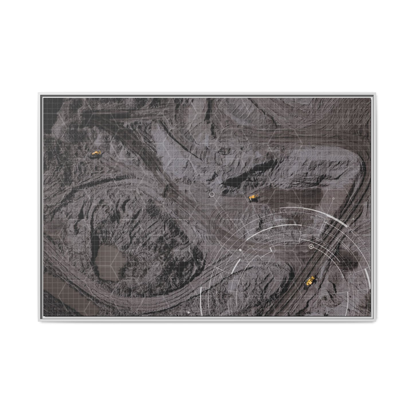 Drone Mining Construction Site - Photo Art Framed on Stretched Canvas