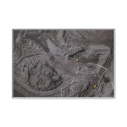 Drone Mining Construction Site - Photo Art Framed on Stretched Canvas