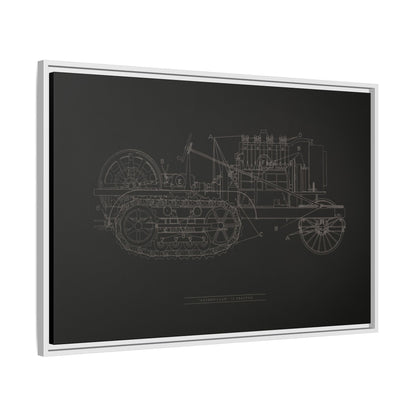 Vintage HOLT Tractor Patent Drawing Industrial Artwork | Framed Wall Art on Stretched Canvas