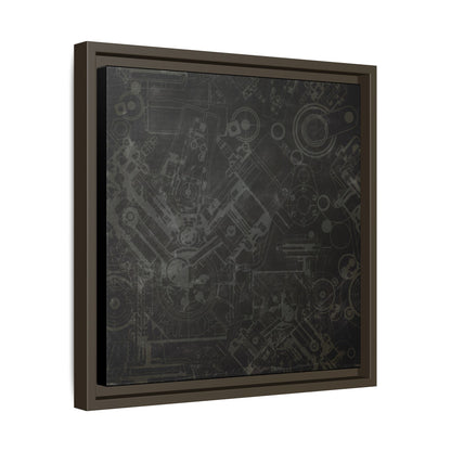Engine Schematic Drawing Front View - Industrial Art - Framed on Canvas