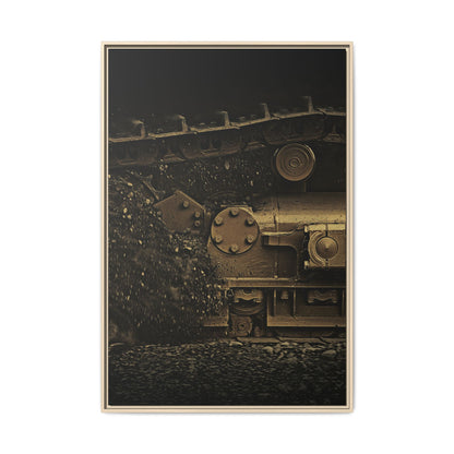 Epic Dozer Track Triptych Center | Matte Canvas Print (Framed)