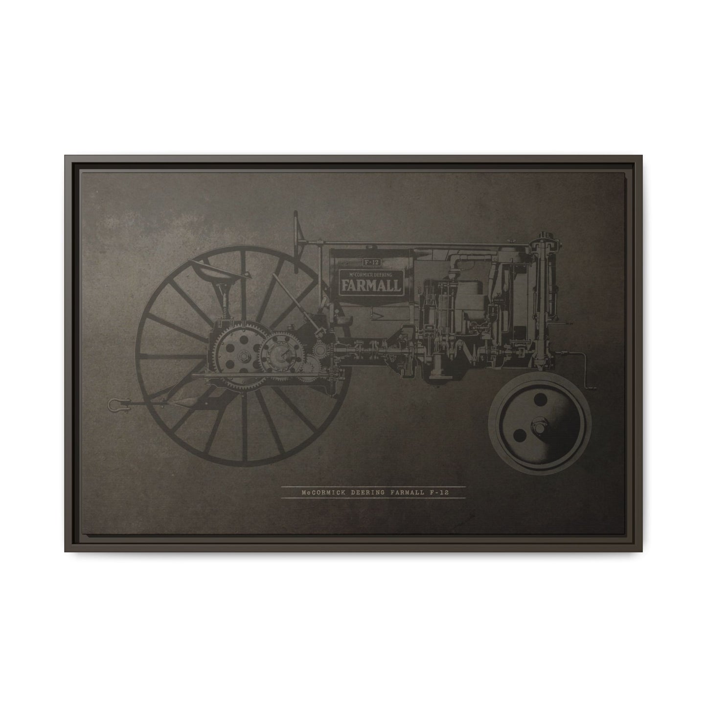 Vintage Farmall F-12 Mechanical Drawing | Framed Wall Art on Canvas