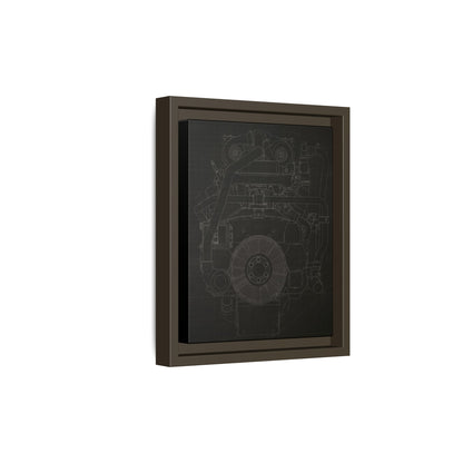 Machine Schematic Engine Drawing Front View Framed Wall Art on Stretched Canvas