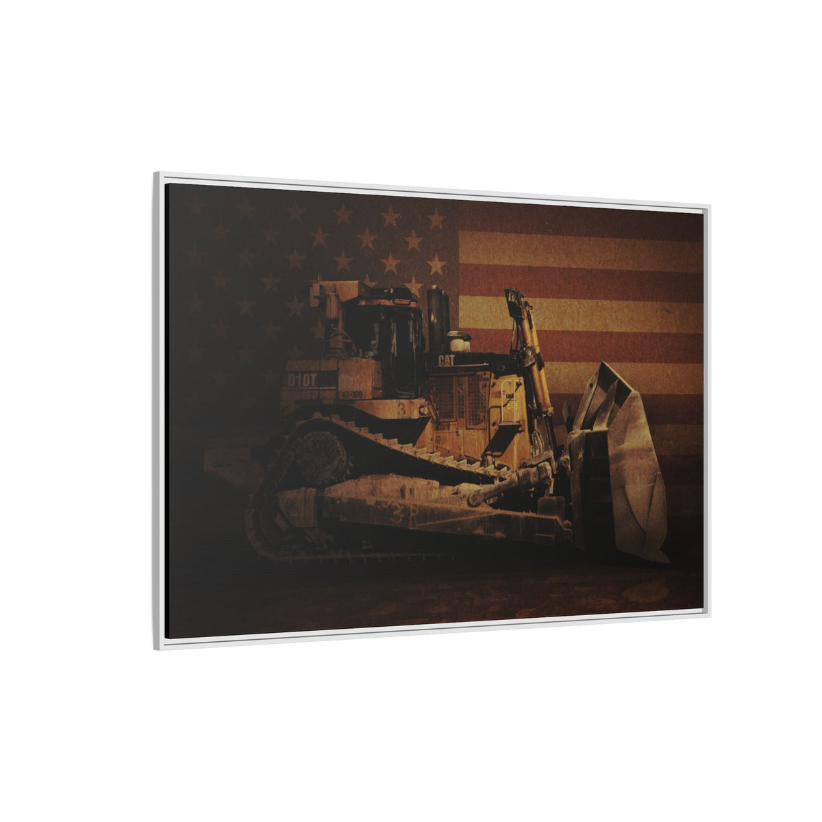 Patriotic D10T Classic Dozer | Framed Wall Art on Stretched Canvas