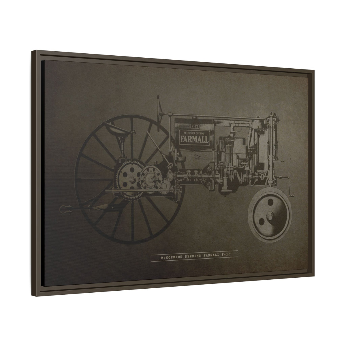 Vintage Farmall F-12 Mechanical Drawing | Framed Wall Art on Canvas