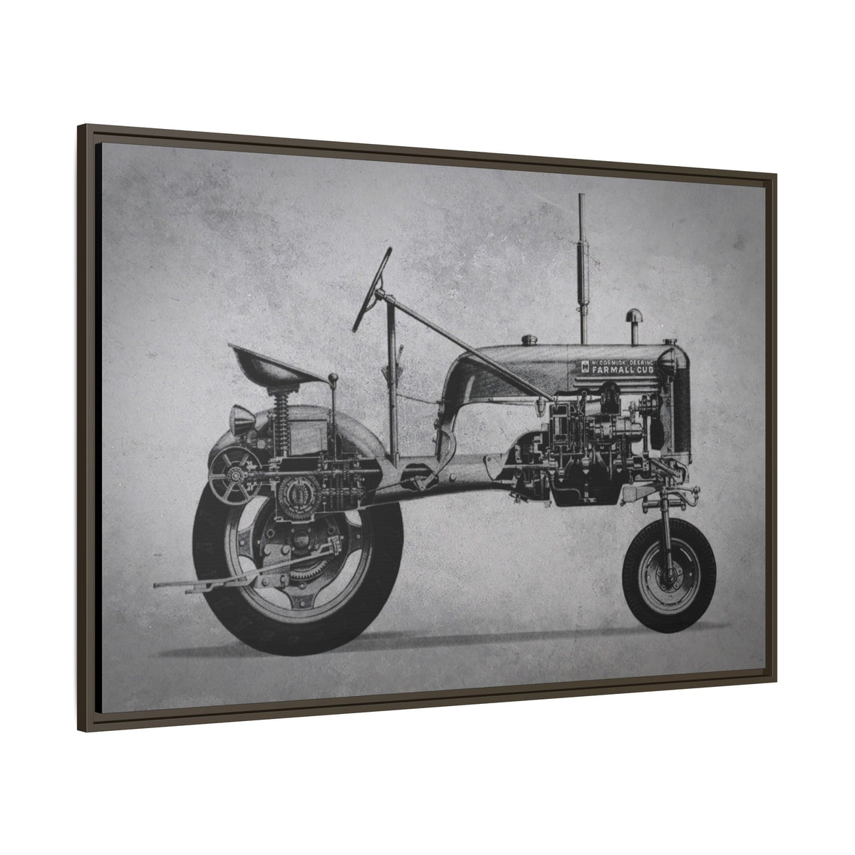 Vintage Farmall Pony Cutaway Drawing | Framed Wall Art on Canvas