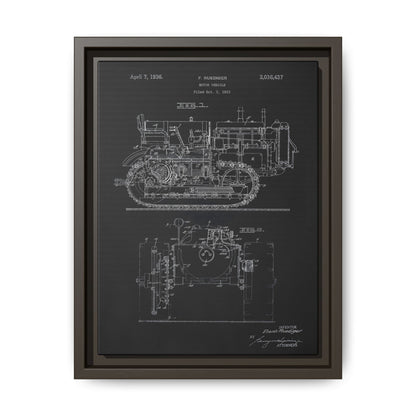 Vintage Dozer Rudiger Patent Drawing, Framed Wall Art on Canvas