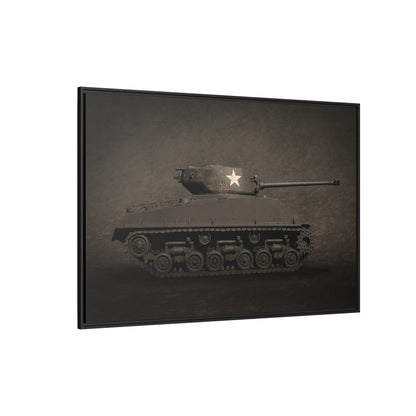 Vintage WWII  Sherman Tank, Single Star, Photo Wall Art on Framed Canvas
