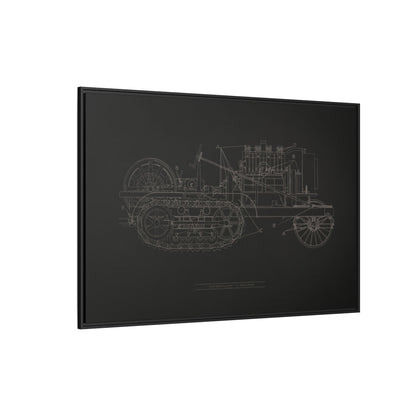 Vintage HOLT Tractor Patent Drawing Industrial Artwork | Framed Wall Art on Stretched Canvas