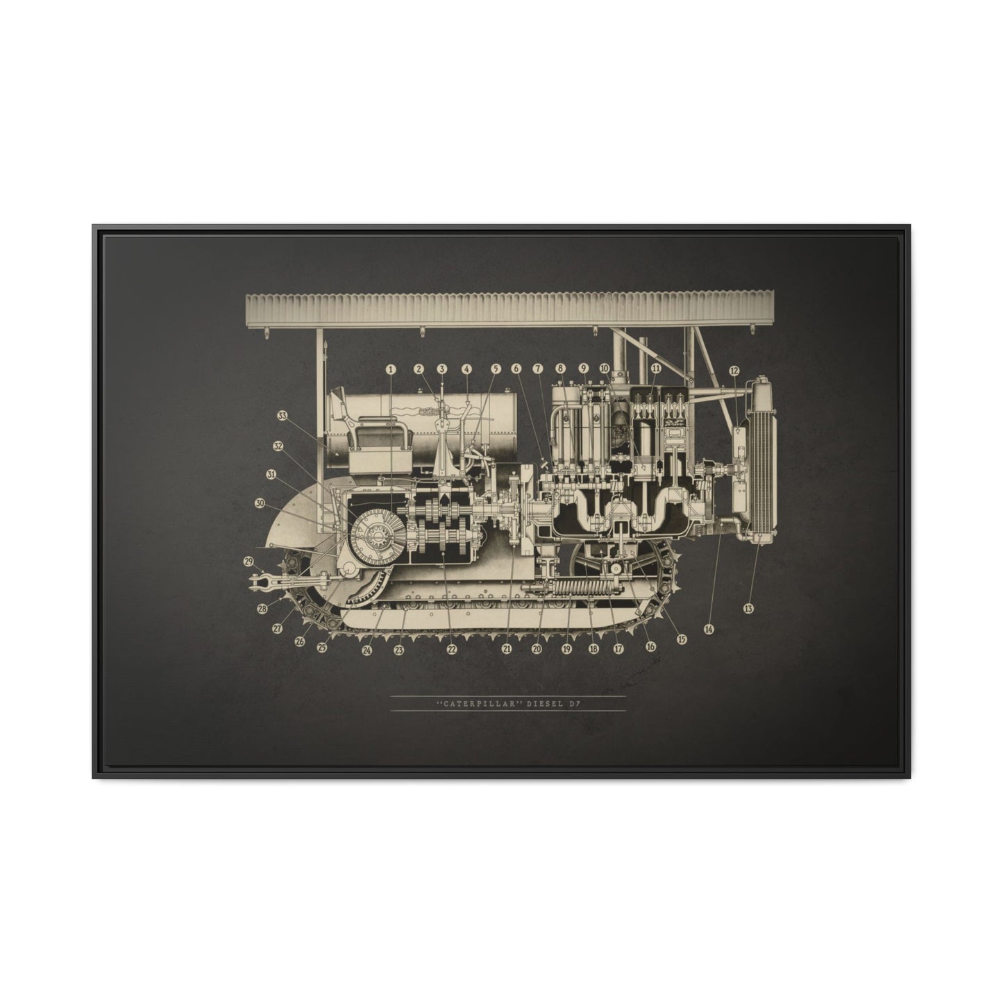 Vintage D7 Crawler Cutaway | Framed Wall Art on Matte Canvas