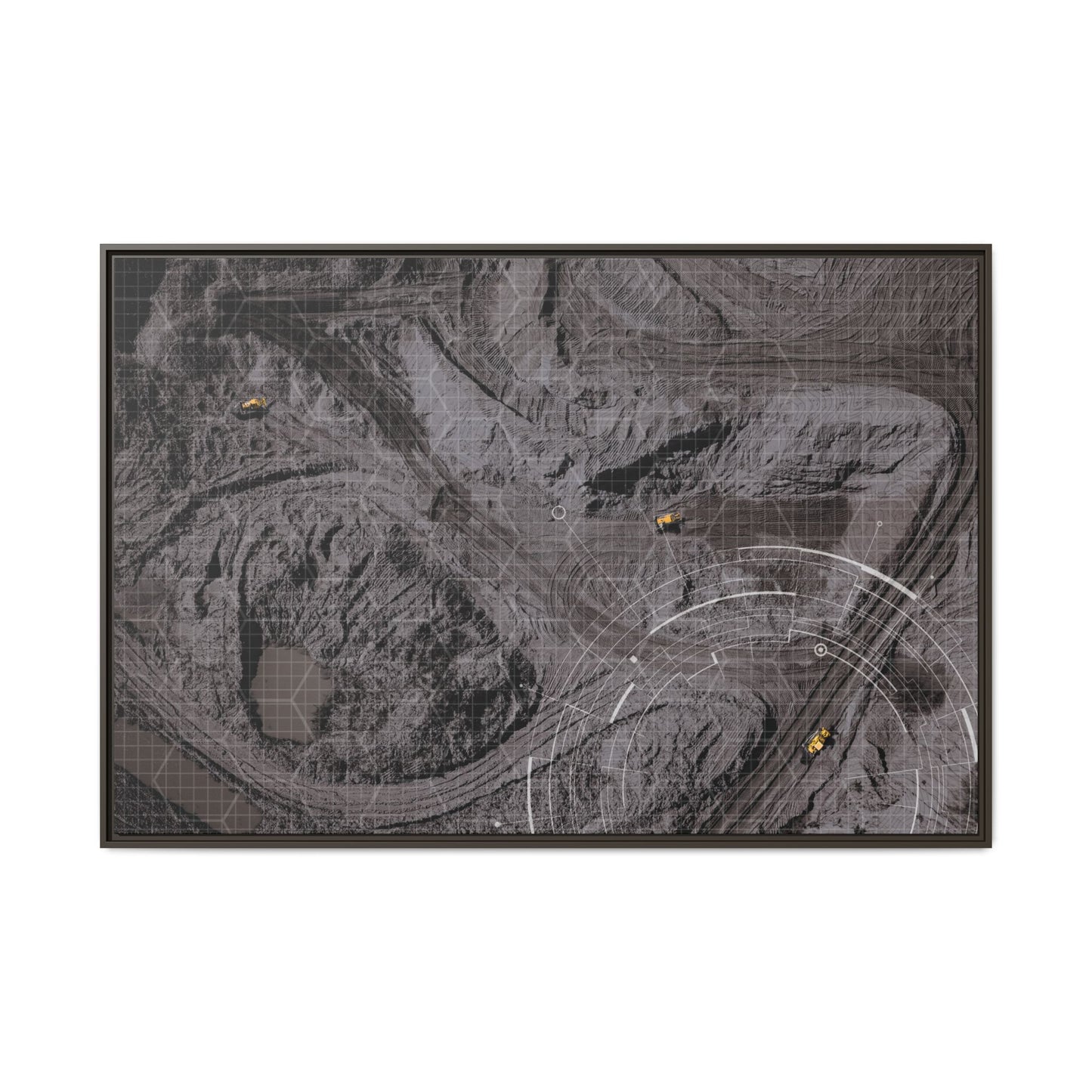 Drone Mining Construction Site - Photo Art Framed on Stretched Canvas
