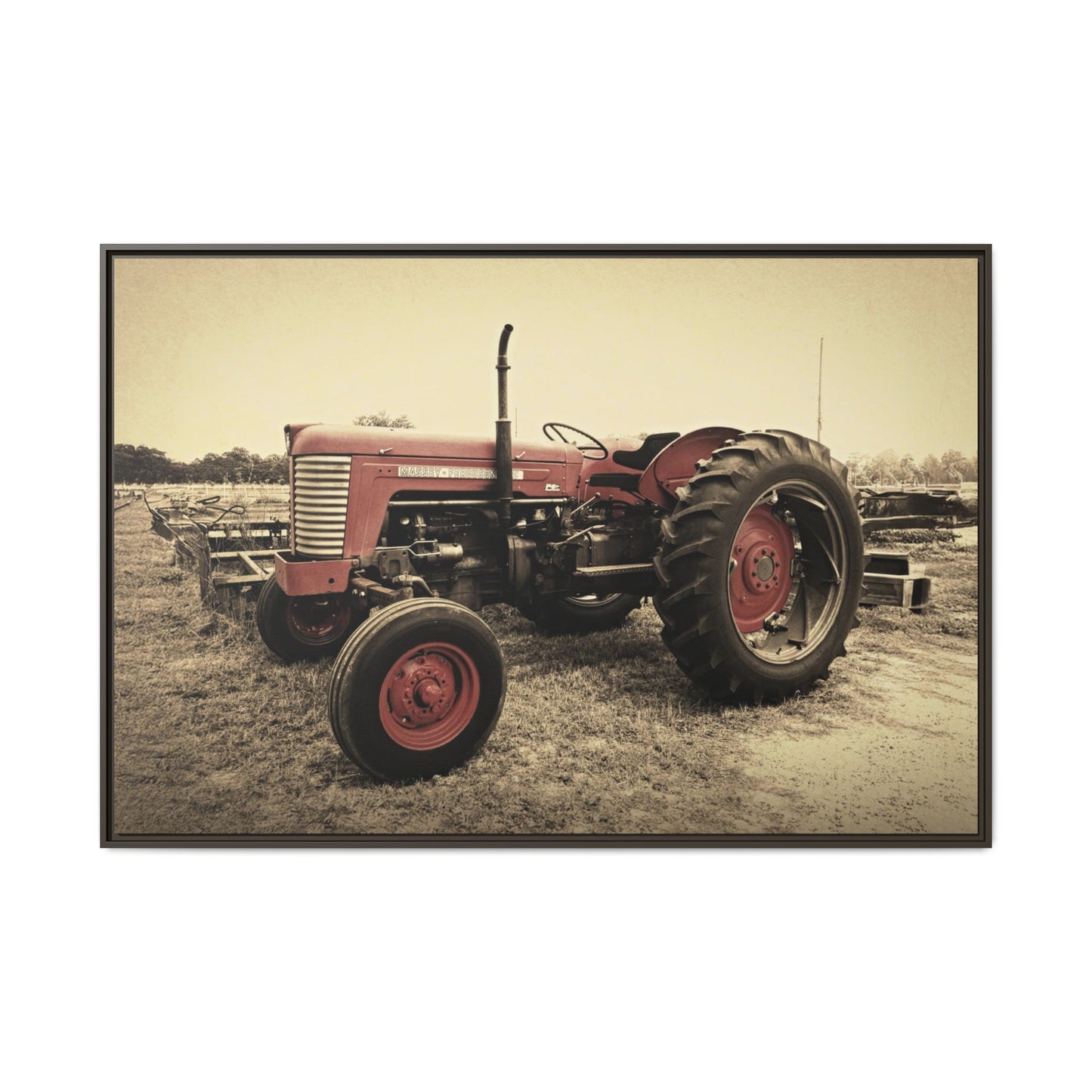 Vintage Massey MF 35 Workhorse in Field - Framed Wall Art Canvas
