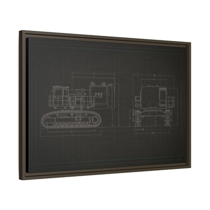 601 Excavator Drawing, Framed Wall Art on Canvas