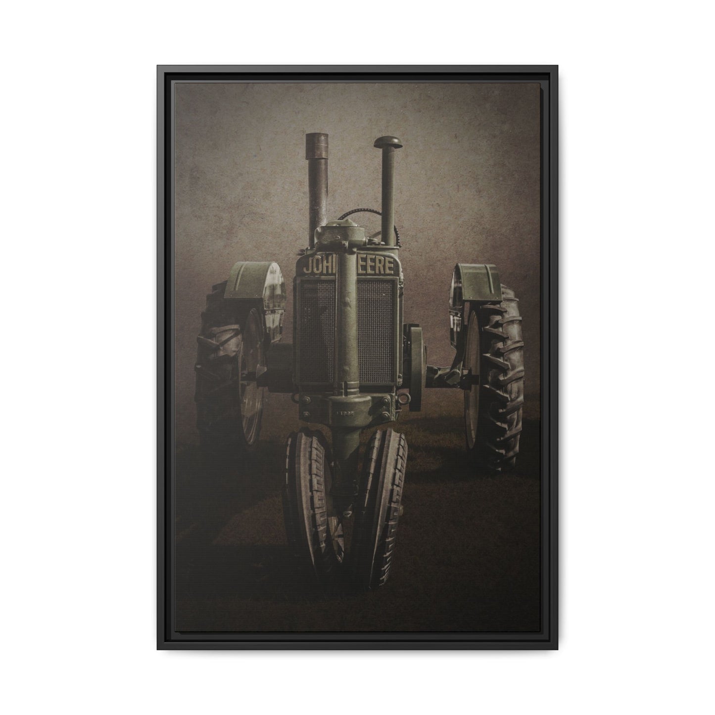 Vintage John Deere Model A Tractor Front View | Framed Wall Art on Stretched Canvas