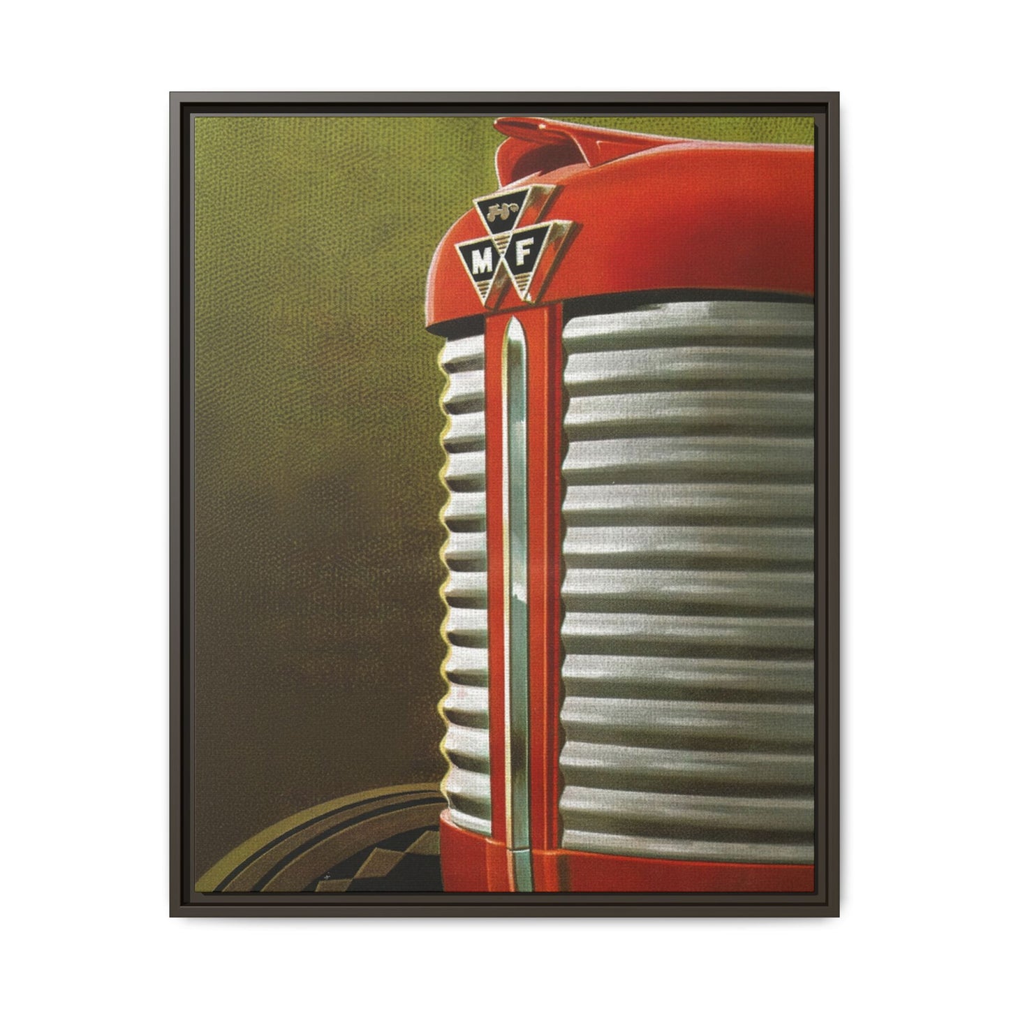 Vintage Red Tractor Grill Matte Canvas Framed | Farm Machinery Wall Art