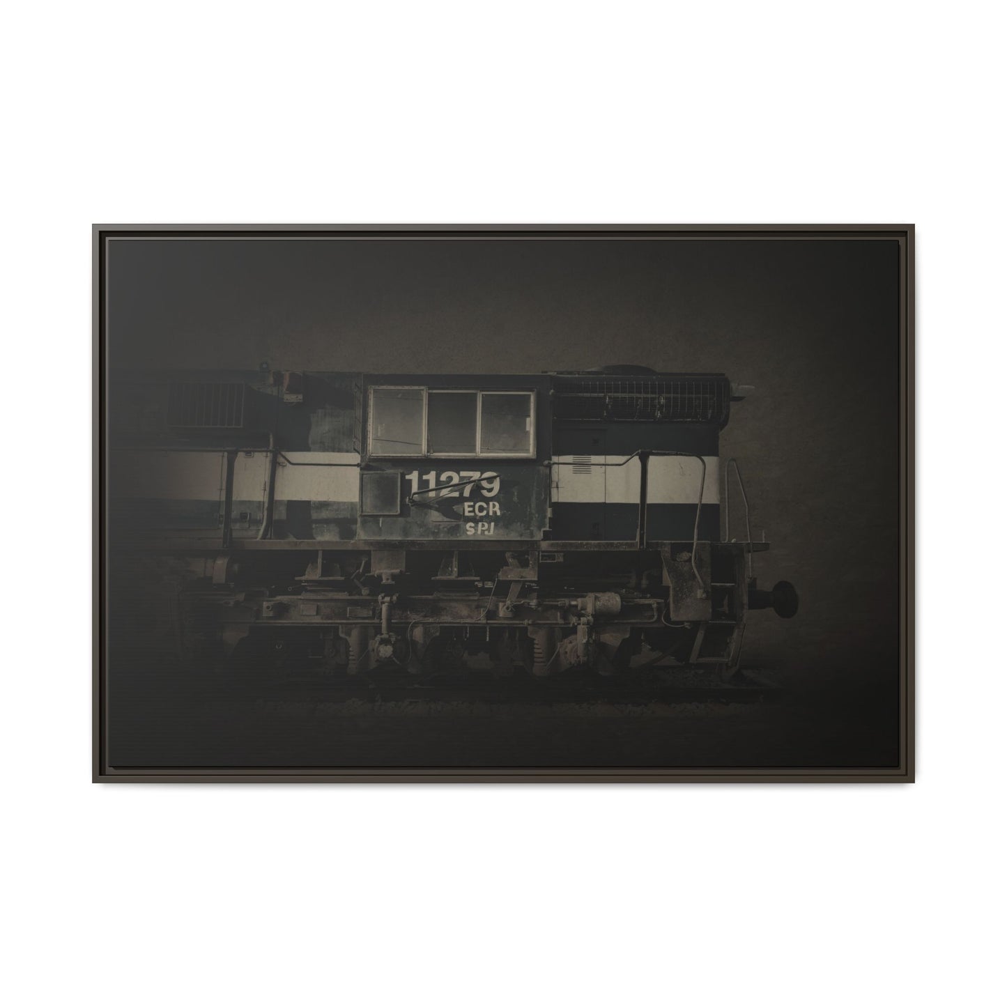 Vintage Diesel Locomotive Engine Matte Canvas Framed
