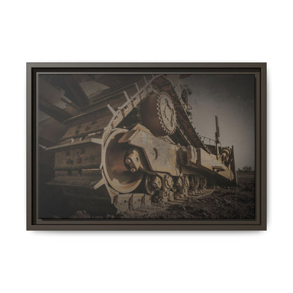 D8 Dramatic Dozer Track | Dark Gray |  Framed Wall art on Stretched Canvas