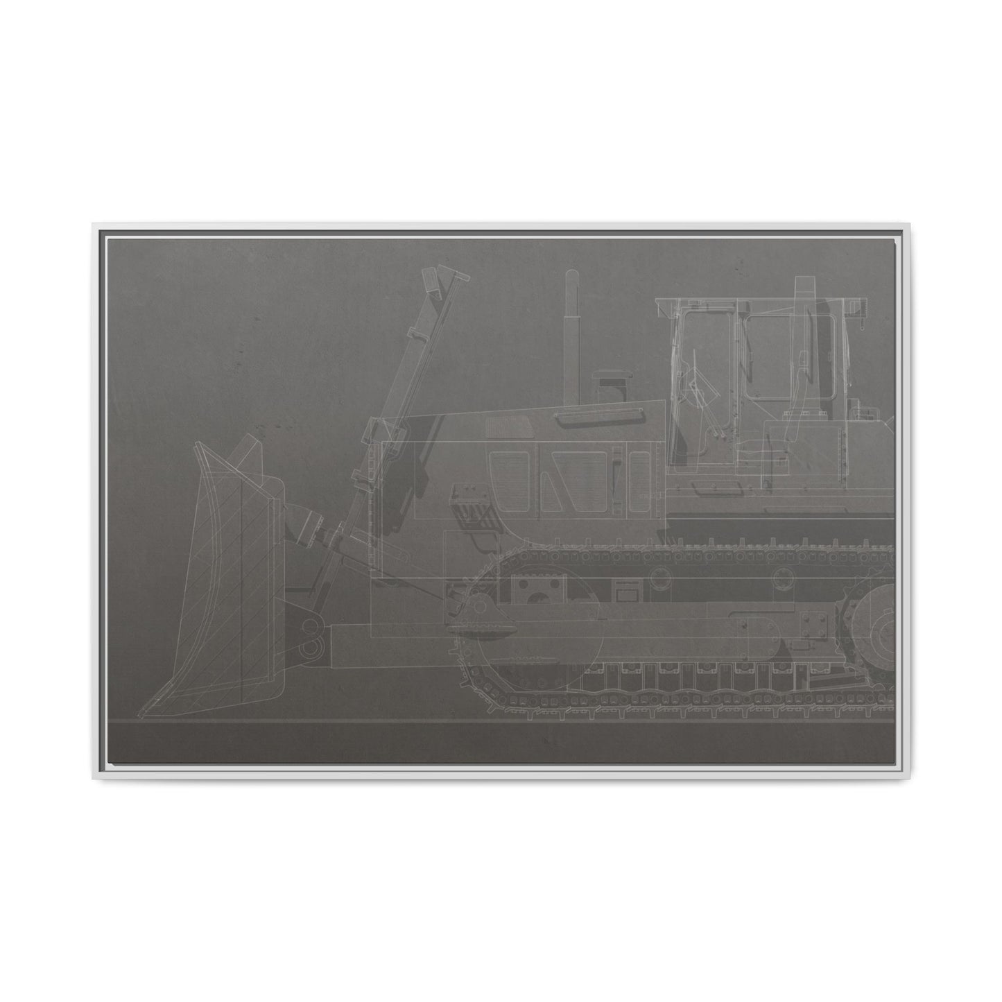 D2 Dozer Side View Technical Drawing | Framed Photo Wall Art on Canvas
