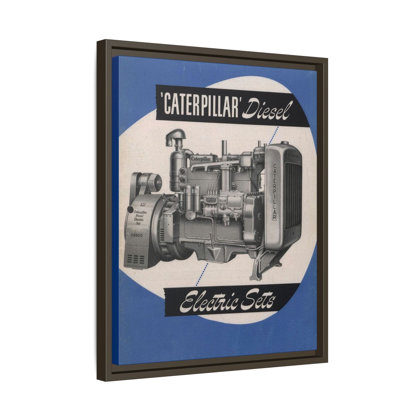 Diesel Electric Generator Vintage Dealership Sign on Framed  Matte Canvas