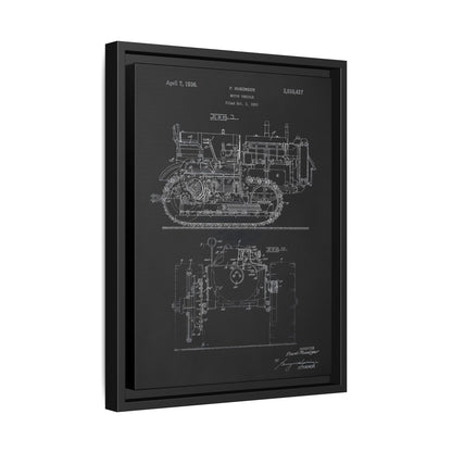 Vintage Dozer Rudiger Patent Drawing, Framed Wall Art on Canvas