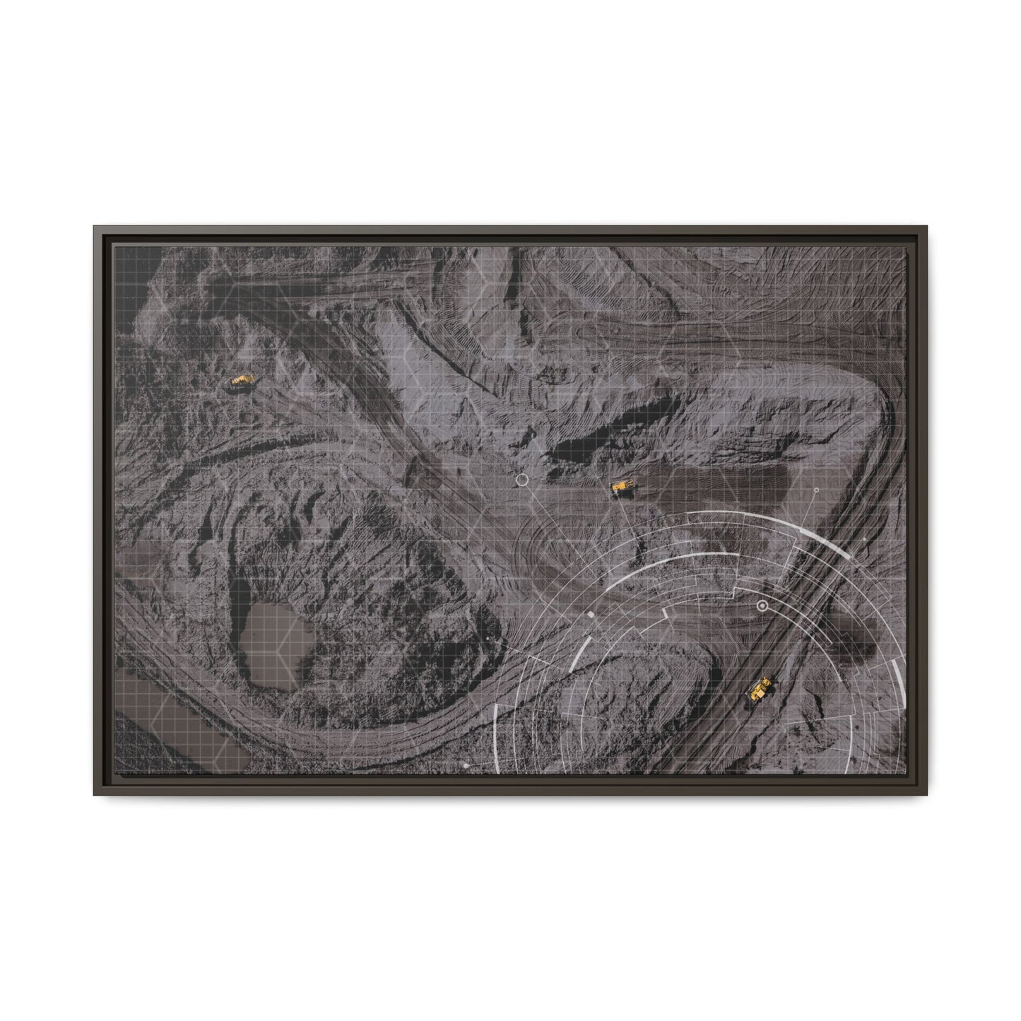 Drone Mining Construction Site - Photo Art Framed on Stretched Canvas