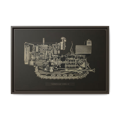 Vintage D4Tractor Crawler Cutaway Drawing | Framed Wall Art on Canvas