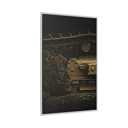 Epic Dozer Track Triptych Center | Matte Canvas Print (Framed)