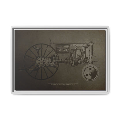 Vintage Farmall F-12 Mechanical Drawing | Framed Wall Art on Canvas
