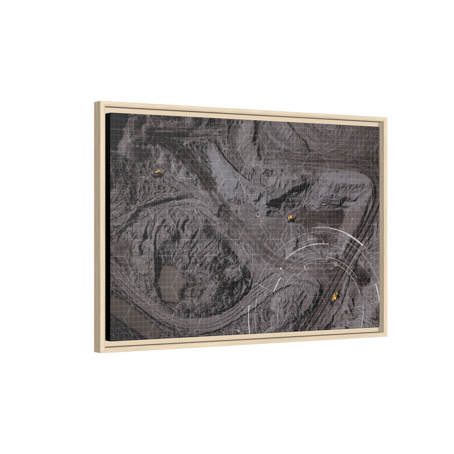 Drone Mining Construction Site - Photo Art Framed on Stretched Canvas