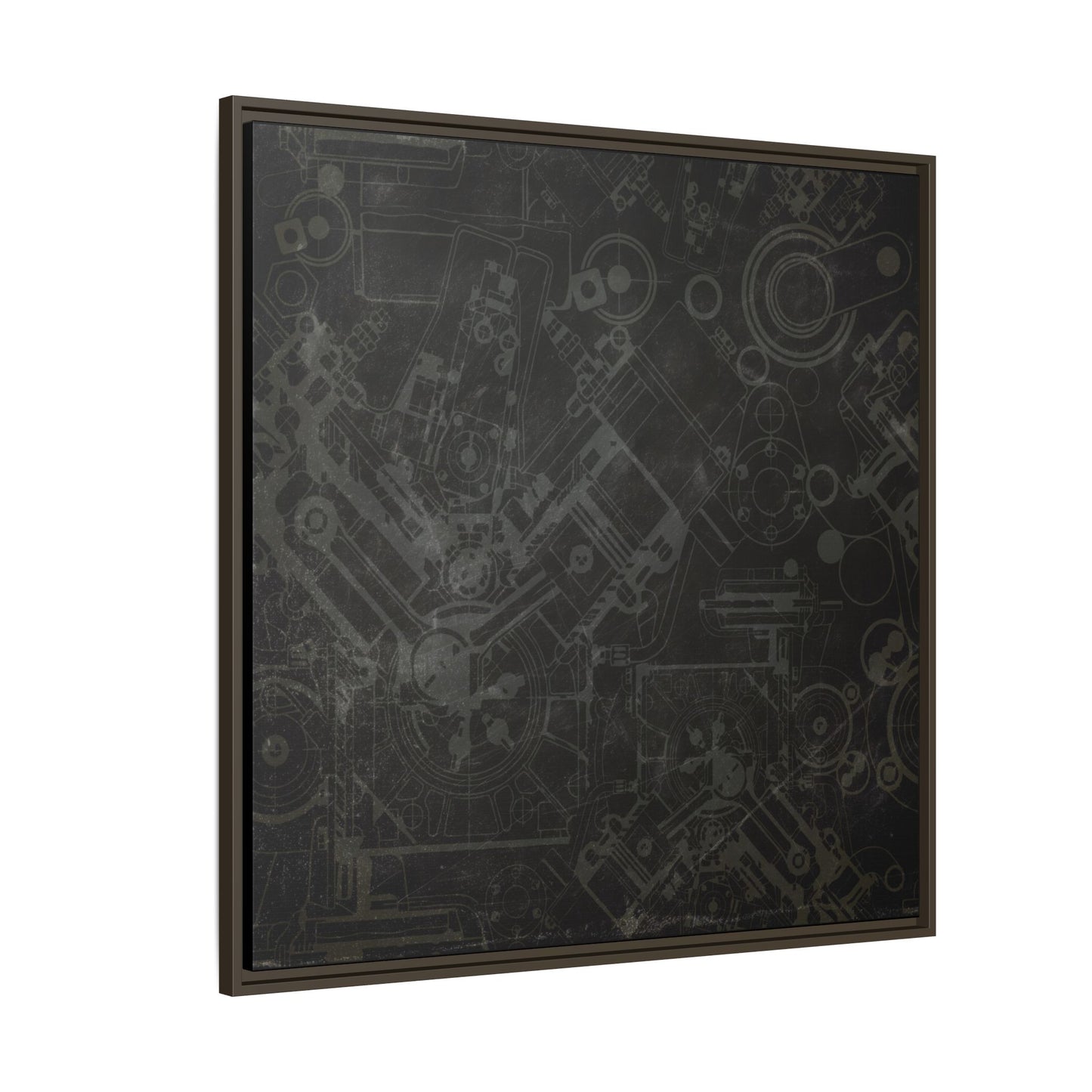 Engine Schematic Drawing Front View - Industrial Art - Framed on Canvas