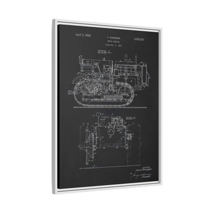 Vintage Dozer Rudiger Patent Drawing, Framed Wall Art on Canvas
