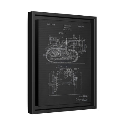 Vintage Dozer Rudiger Patent Drawing, Framed Wall Art on Canvas