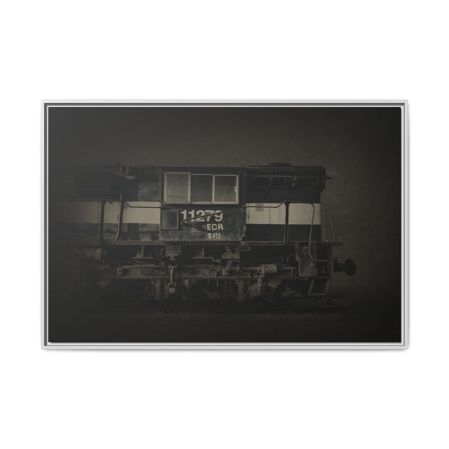 Vintage Diesel Locomotive Engine Matte Canvas Framed
