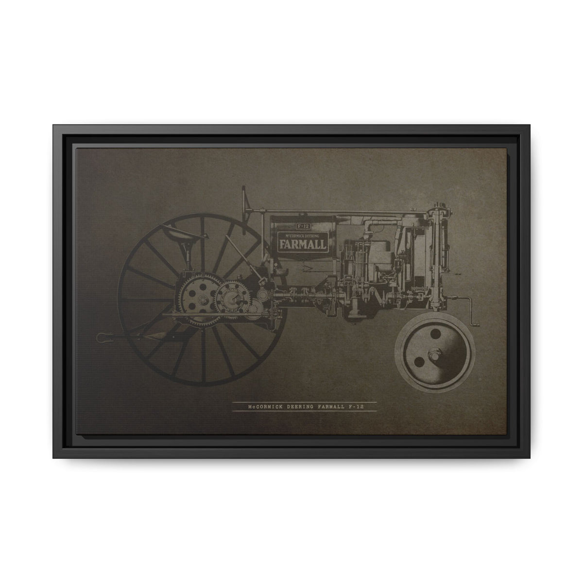 Vintage Farmall F-12 Mechanical Drawing | Framed Wall Art on Canvas