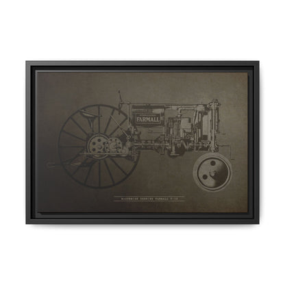 Vintage Farmall F-12 Mechanical Drawing | Framed Wall Art on Canvas
