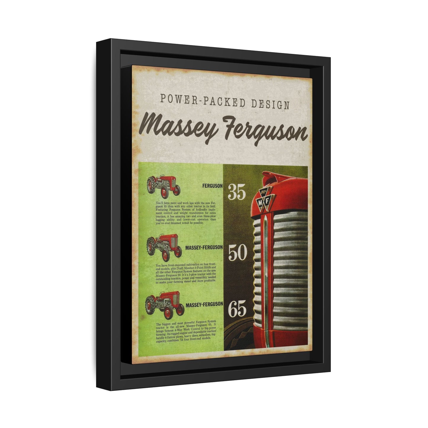 Vintage Massey Ferguson Tractor Advertisement Wall Art Print on Framed Canvas