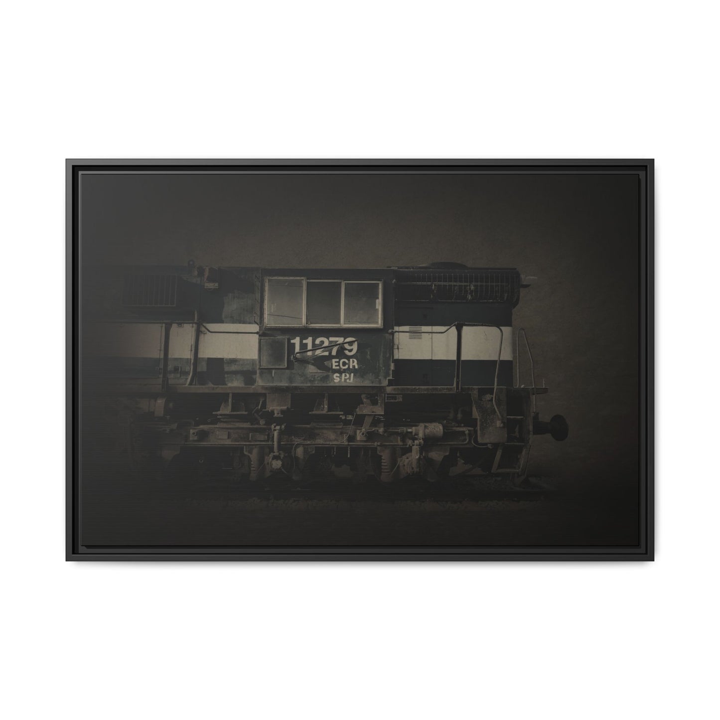 Vintage Diesel Locomotive Engine Matte Canvas Framed