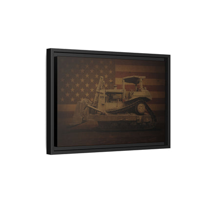 Patriotic D8N Classic Dozer | Framed Wall Art on Stretched Canvas