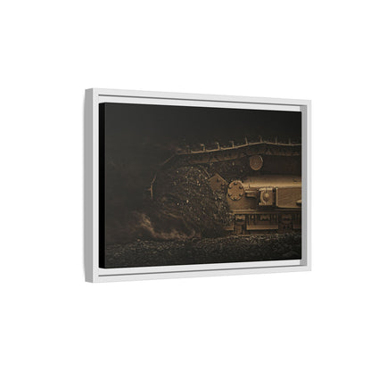 D7E Dozer Undercarriage Action | Framed Wall Art on Stretched Canvas