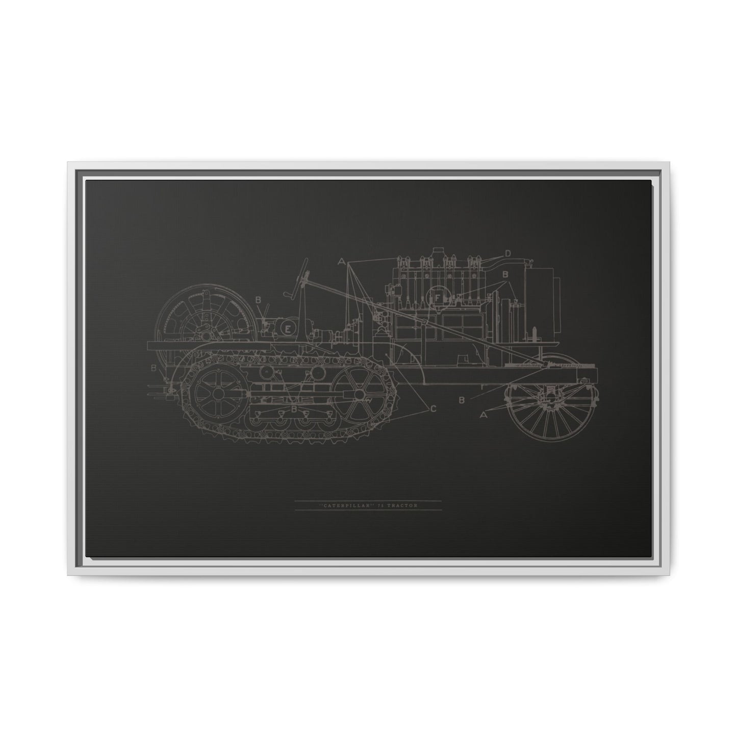 Vintage HOLT Tractor Patent Drawing Industrial Artwork | Framed Wall Art on Stretched Canvas