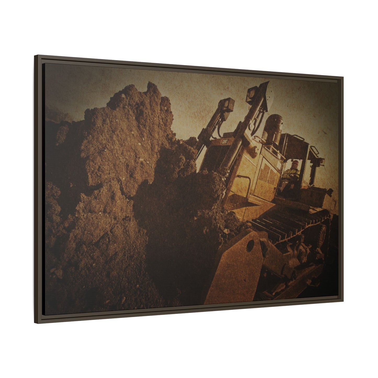 Big Dirt D8 Dozer Action| Gold | Framed | Wall Art on Stretched Canvas