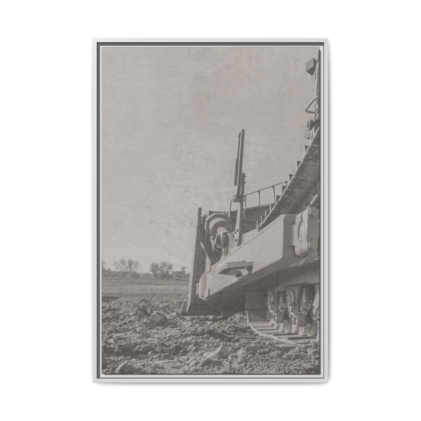 Epic D8 Dozer Triptych | Light Gray | Left Panel | Jondo | Matte Canvas Print (Framed)