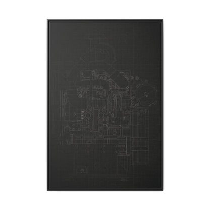 Heavy Equipment Engine Schematic Drawing – Framed Wall Art on Canvas
