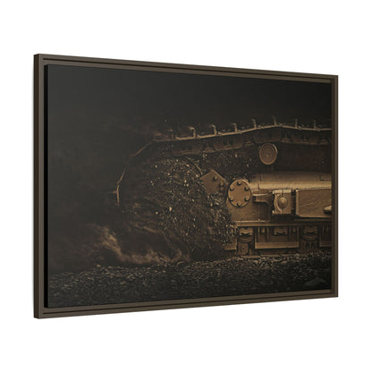 D7E Dozer Undercarriage Action | Framed Wall Art on Stretched Canvas